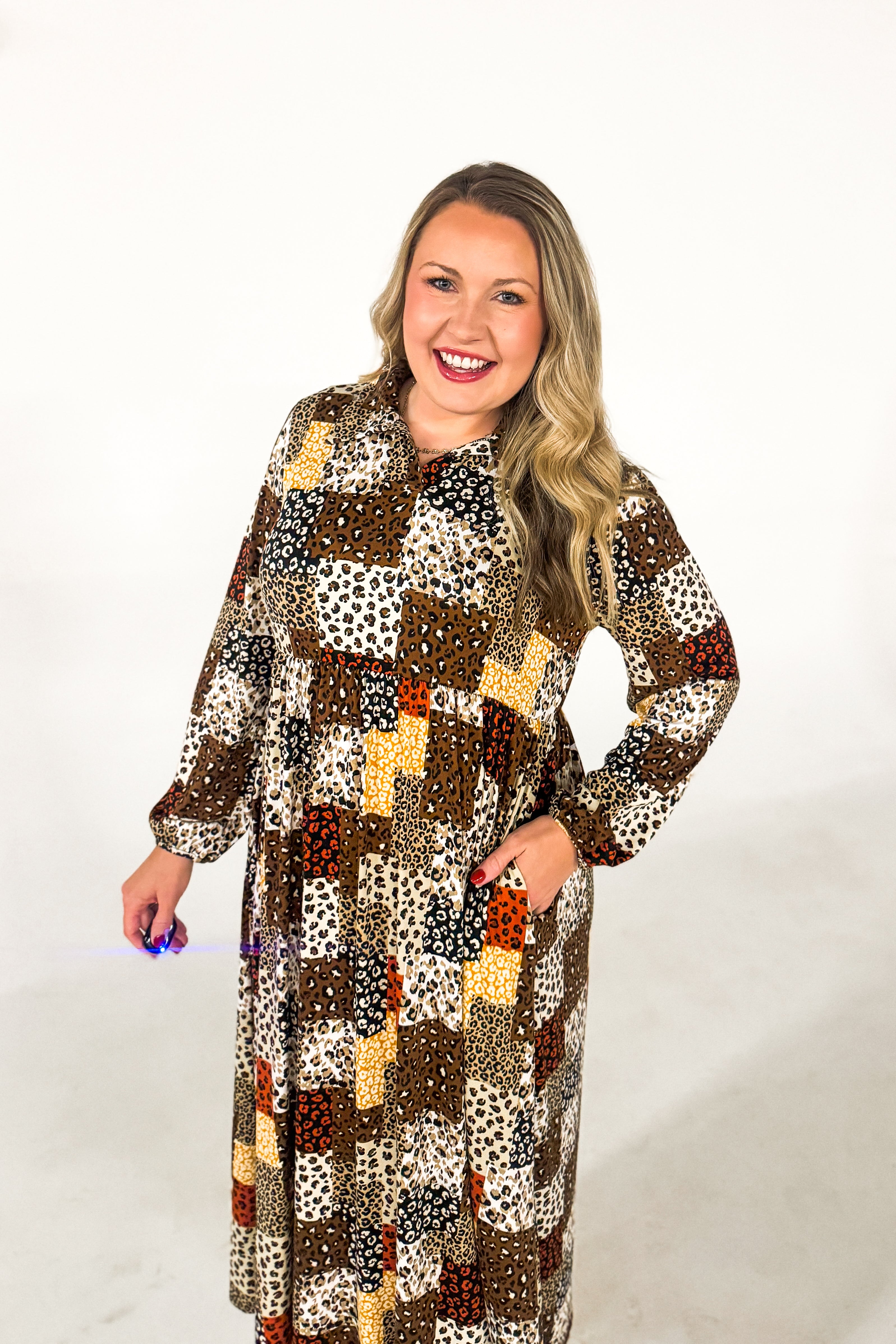 Safari Chic Leopard Patchwork Maxi Dress