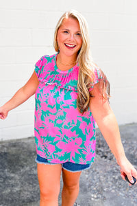 Go Claim It Floral Ruffle Top