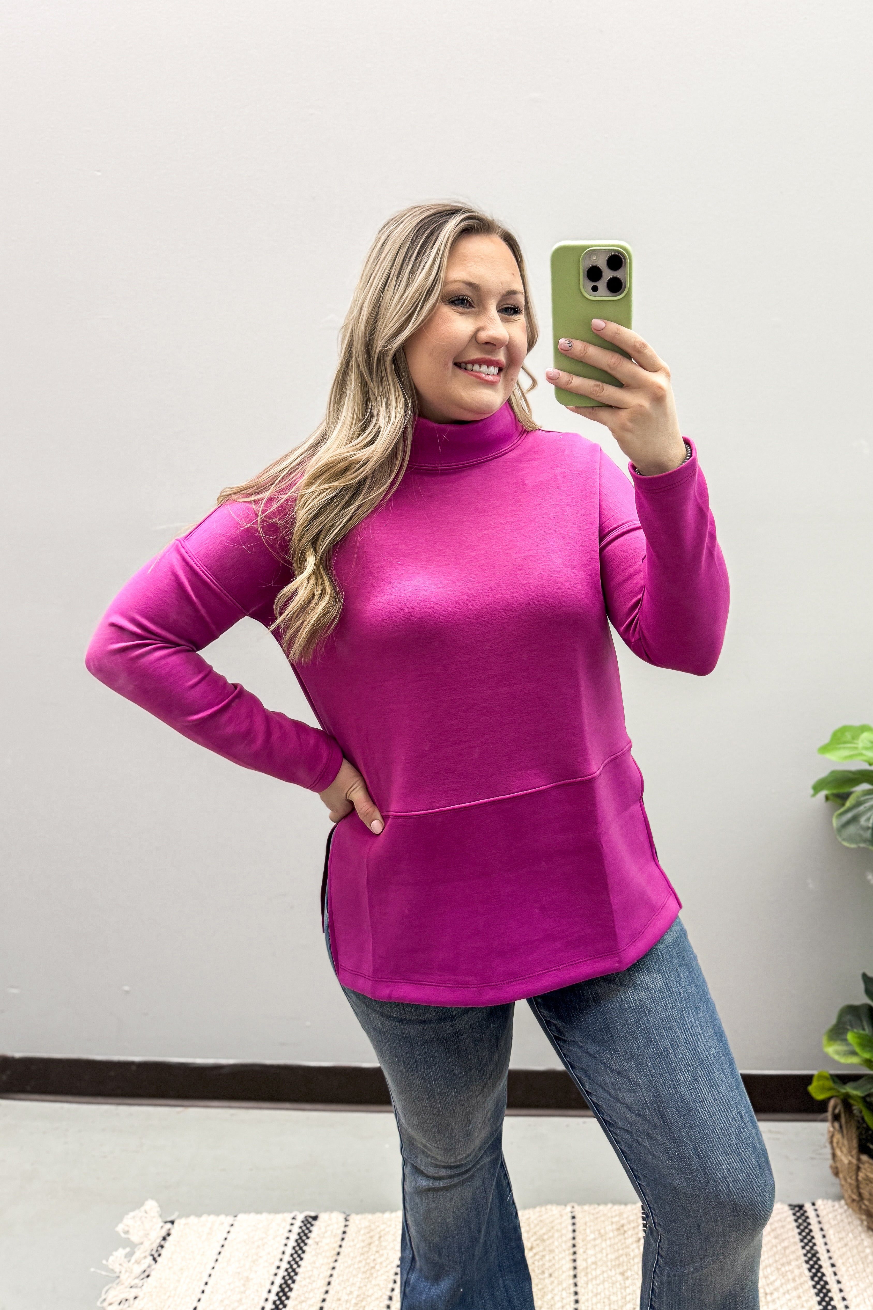 Travel Diaries Cowl Neck Top, Magenta