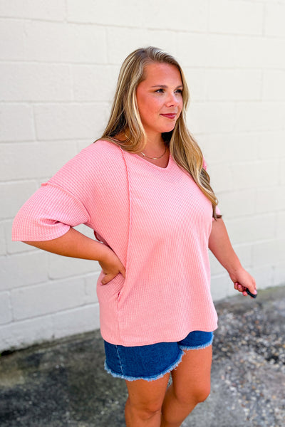 All About You Waffle Knit Top, Rose