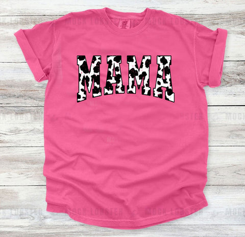 Mama Cow Print Graphic Tee, Crunchberry