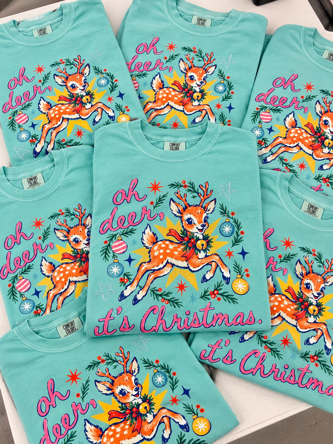 Oh Deer Graphic Tee, Chalky Mint