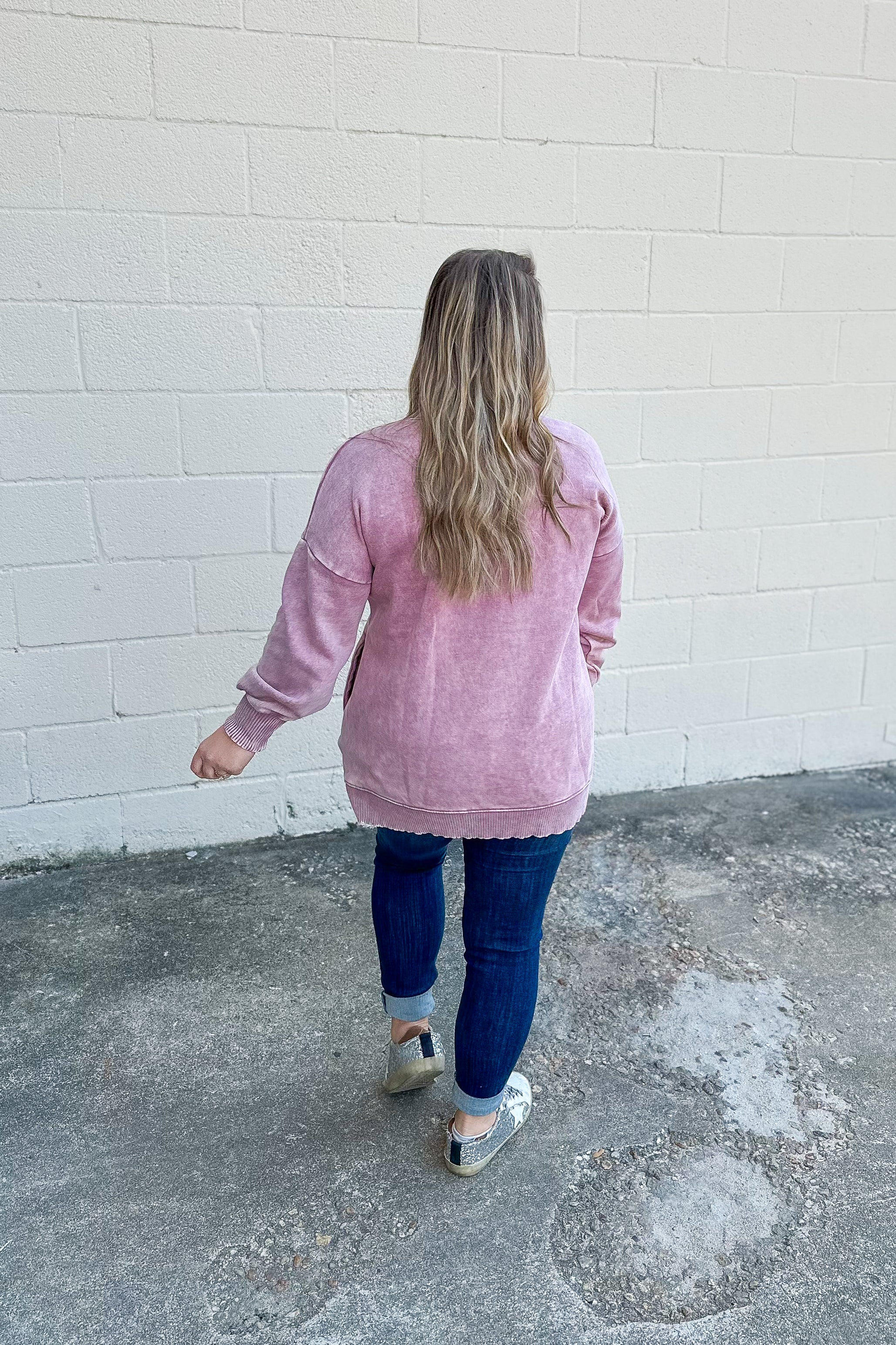 A Cozy Place Pullover Crewneck Top, Light Rose