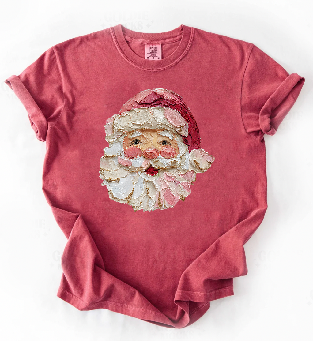 Painted Santa Graphic Tee, Crimson