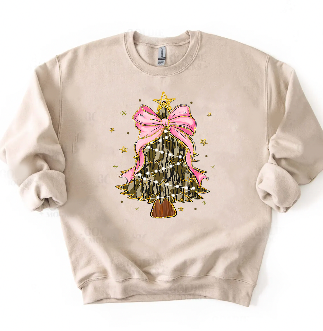 PREORDER: Camo Christmas Tree Sweatshirt, Sand