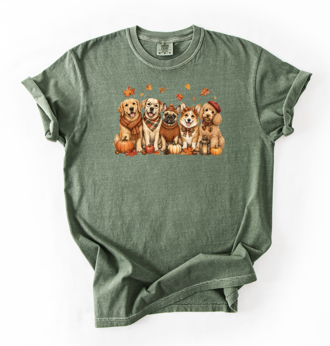 Fall Dogs Graphic Tee, Moss