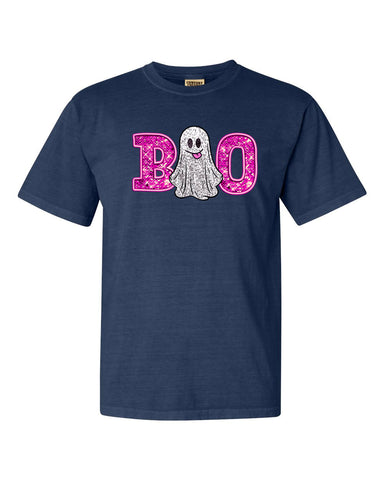 Fake Sequin Boo Graphic Tee, Midnight