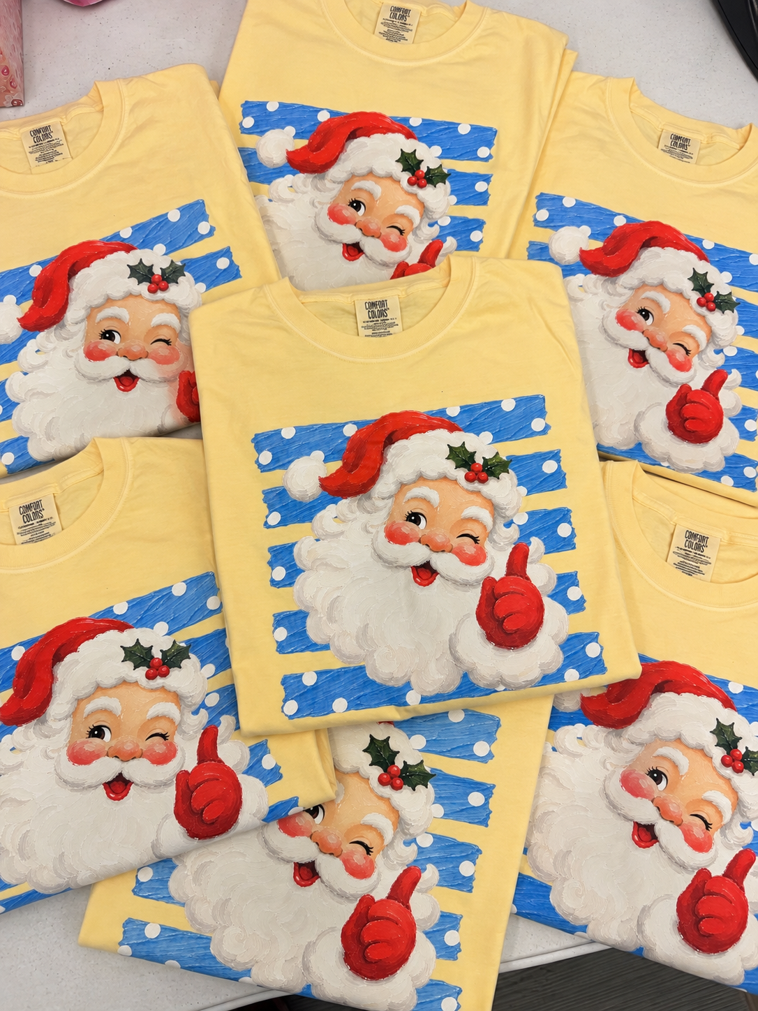 Santa Blue Stripe Graphic Tee, Butter