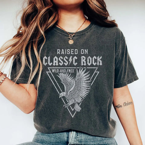Raised On Classic Rock Graphic Tee, Pepper