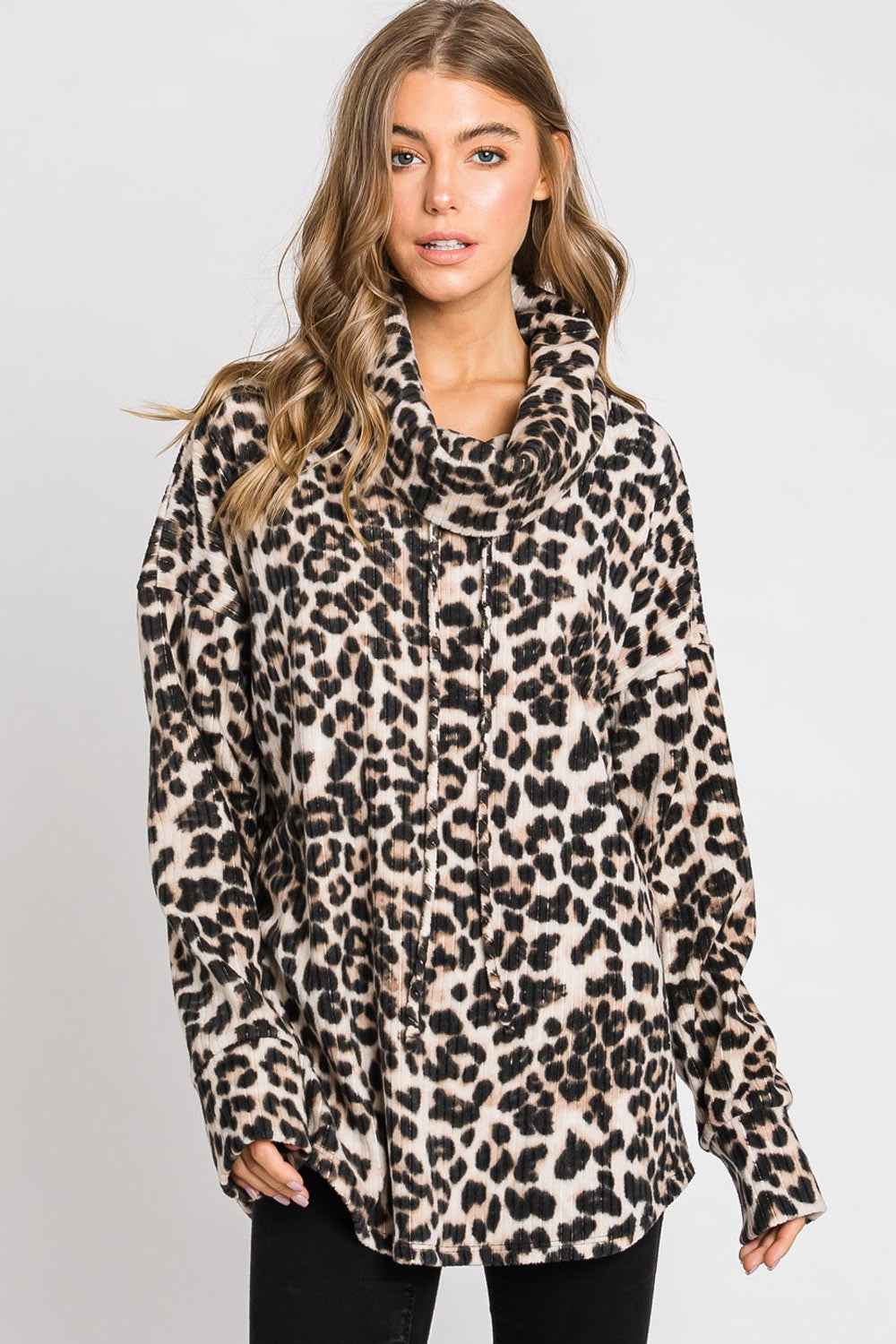 Warmest Wishes Leopard Cowl Neck Top