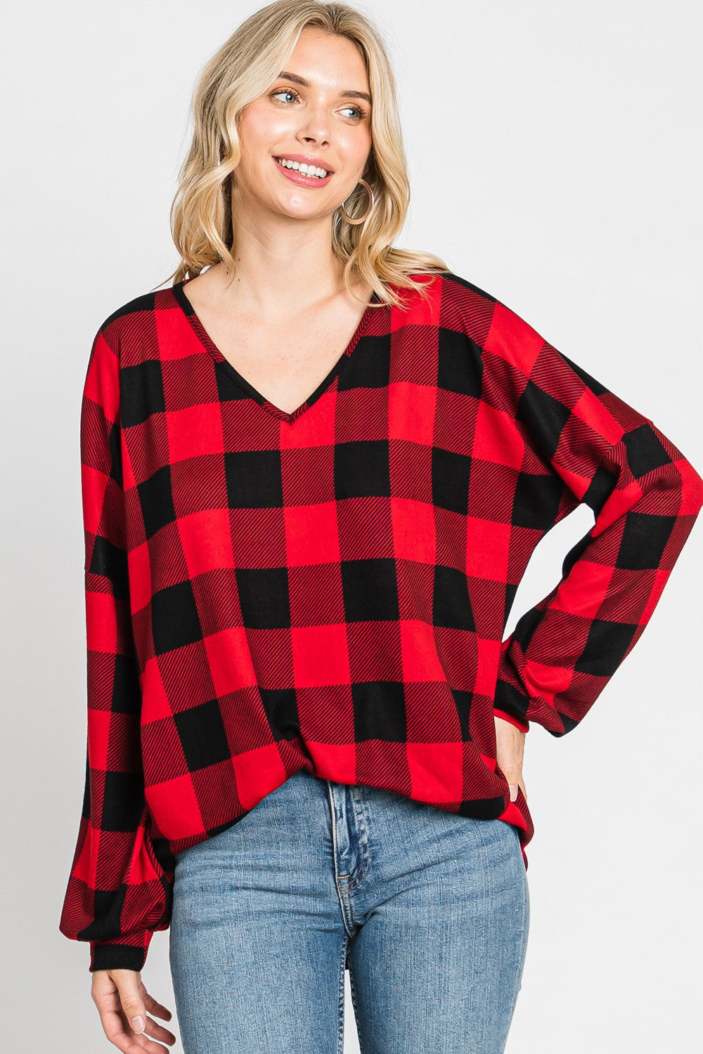 Already Checked Here Buffalo Plaid Top, Red/Black