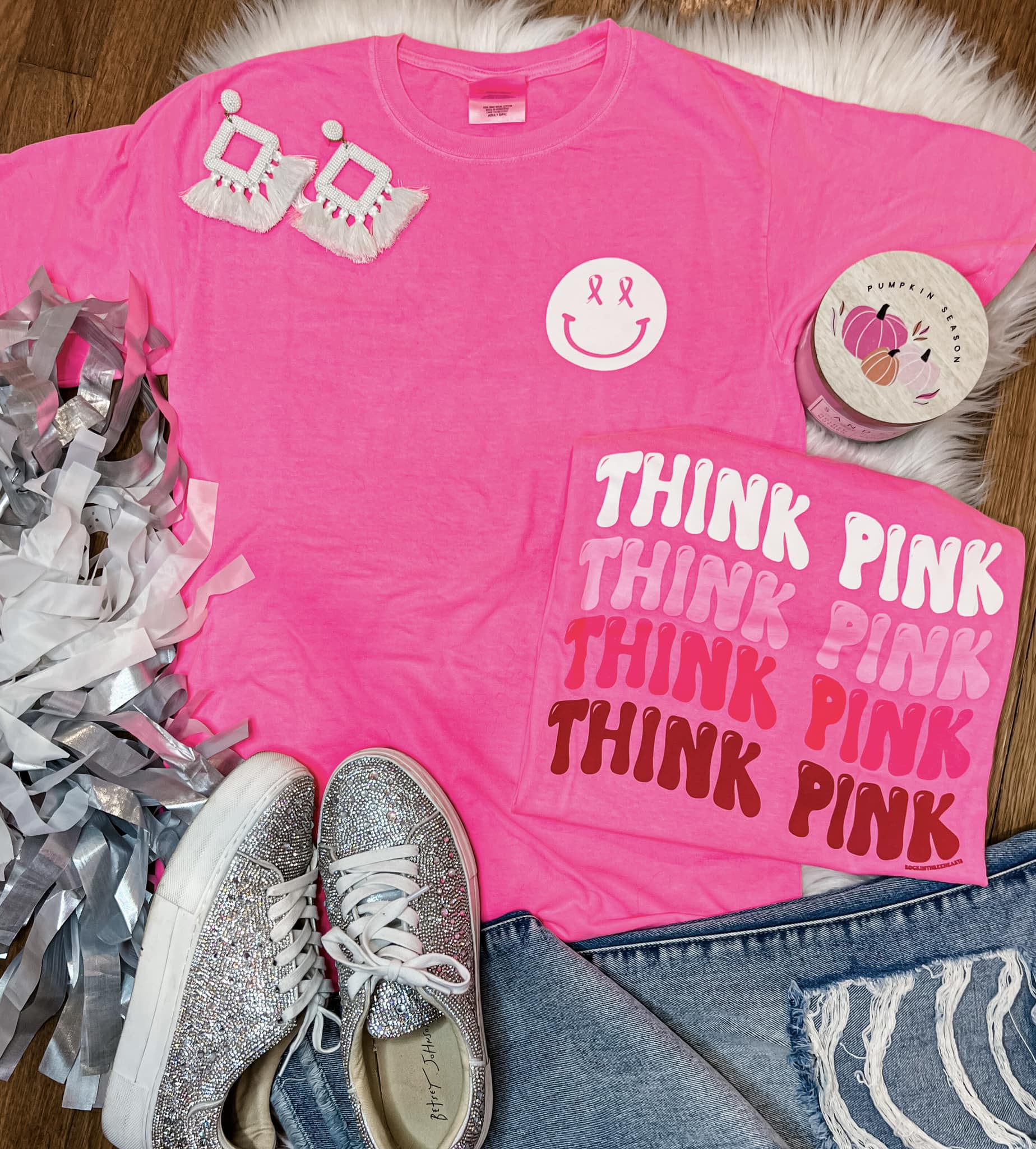 Think Pink Graphic Tee, Neon Pink