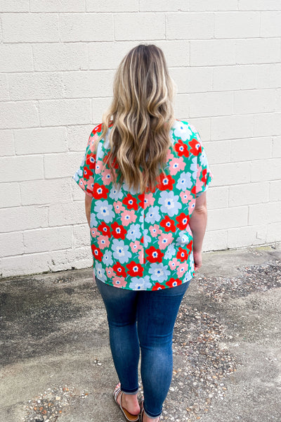 Flirty and Floral Top, Green