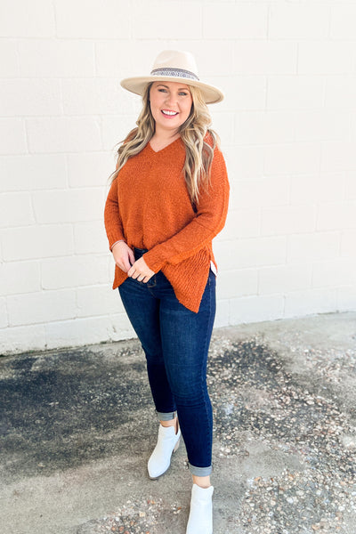 I Could Be V-neck Sweater, Rust