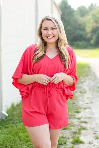 SALE | Paradise Awaits Romper, Coral