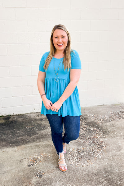 DEAL | Jana Babydoll Top, Ice Blue