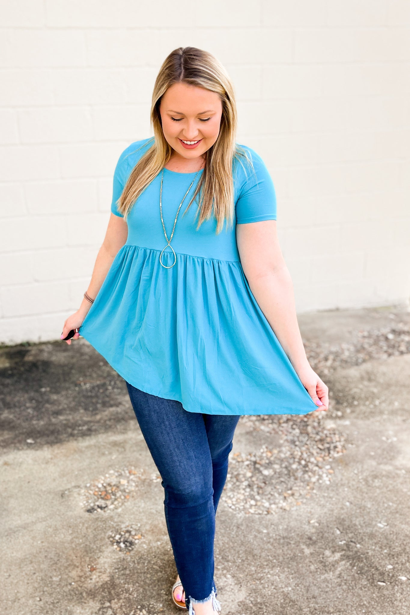 DEAL | Jana Babydoll Top, Ice Blue