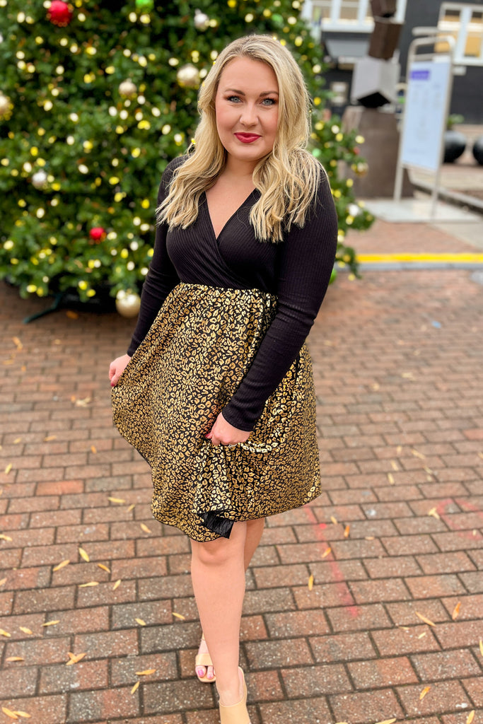 Metallic sales leopard dress