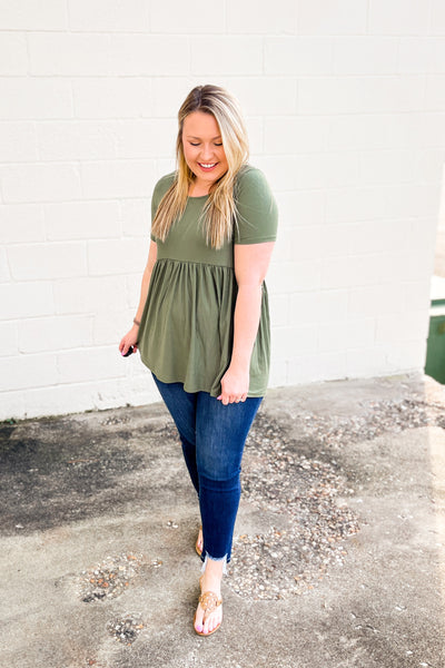 DEAL | Jana Babydoll Top, Olive