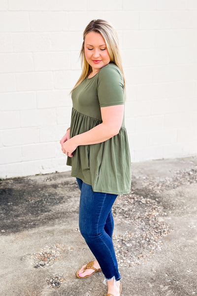 DEAL | Jana Babydoll Top, Olive