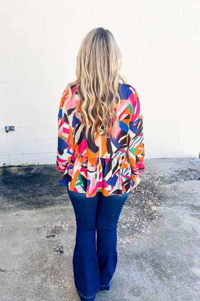 Color Story Geometric Babydoll Top