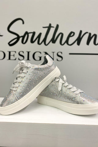 The Amber Rhinestone Sneakers, Silver