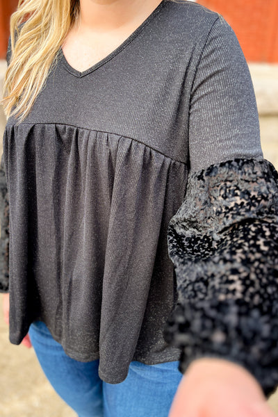 Starry Night Babydoll Top, Black
