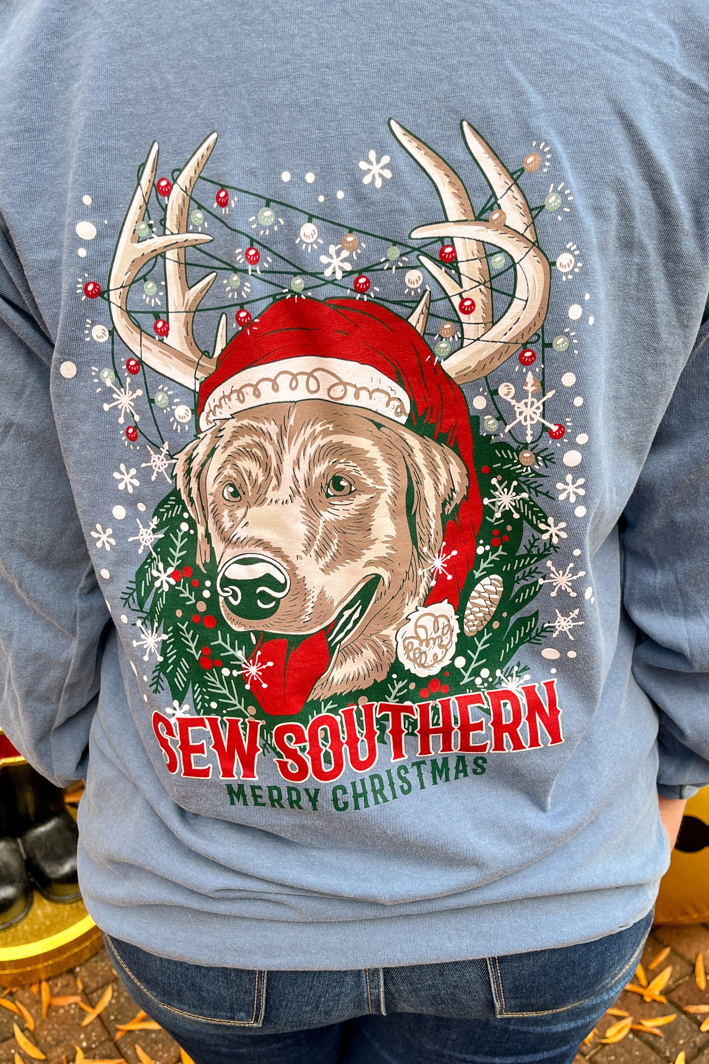 Sew Southern Christmas Logo Graphic Tee, Long Sleeve