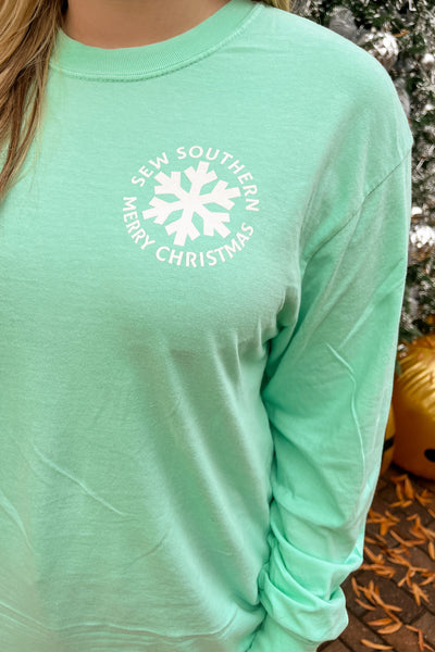 Sew Southern Christmas Logo Graphic Tee, Long Sleeve