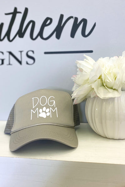 Dog Mom Trucker Style Baseball Cap, Grey