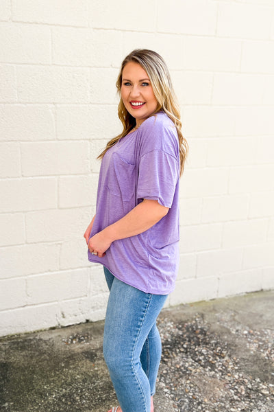 Paige Oversized Boyfriend Top, Lavender