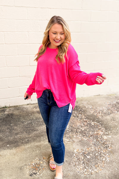 Prepared For This Sweater Top, Hot Pink