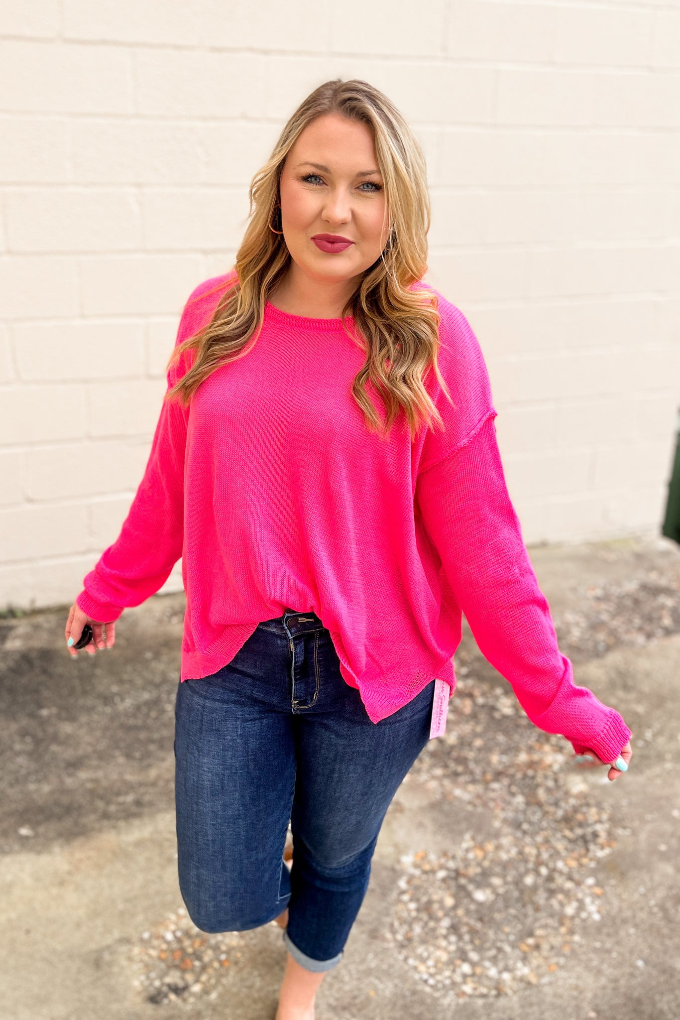 Prepared For This Sweater Top, Hot Pink