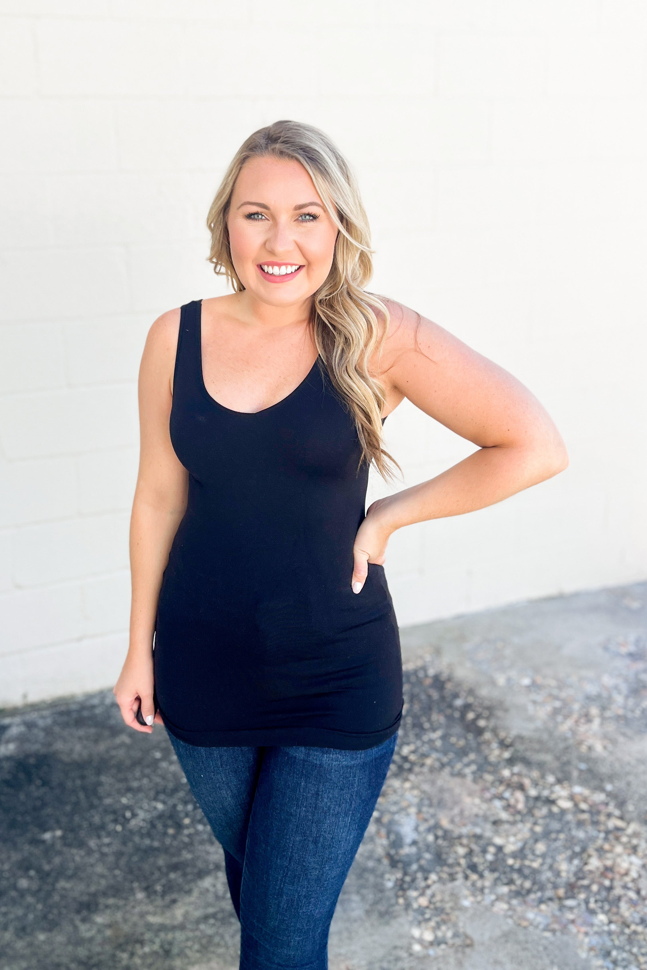 The Perfect Basic Seamless Reversible Tank Top, Black