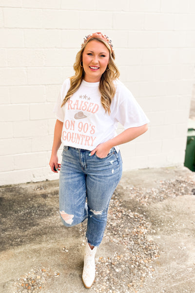 Raised on 90s Country Graphic Tee, White