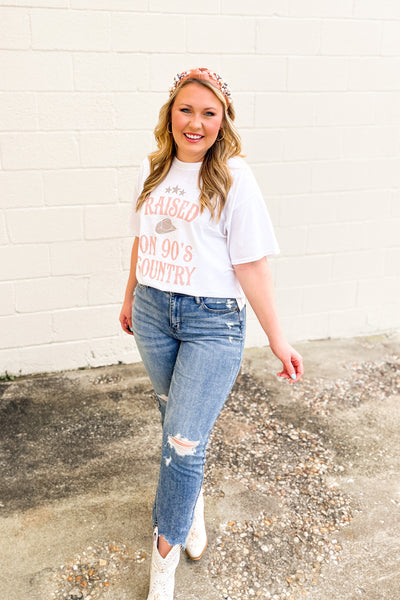 Raised on 90s Country Graphic Tee, White