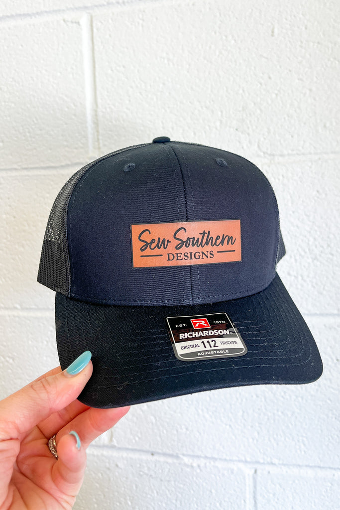 Sew Southern Logo Leather Patch Trucker Hat – Sew Southern Designs