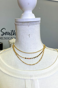 Three Layer Chain Necklace, Gold