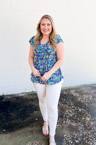 A Loving Heart Floral Babydoll Top, Green