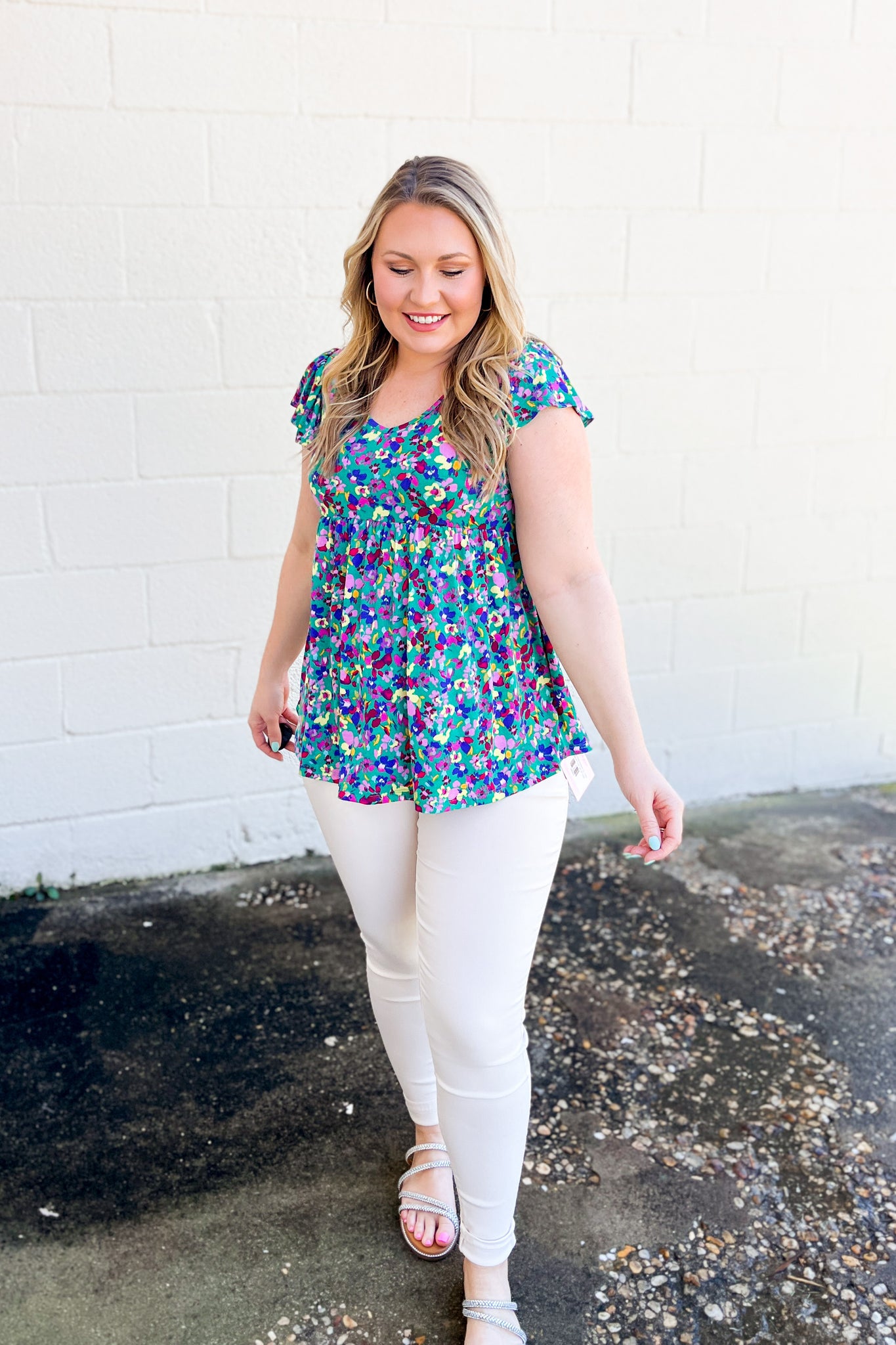 A Loving Heart Floral Babydoll Top, Green