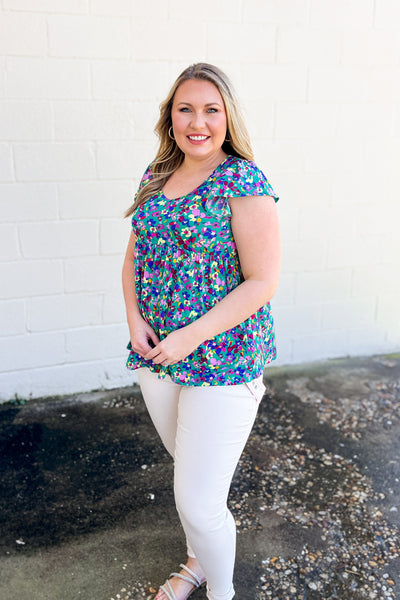 A Loving Heart Floral Babydoll Top, Green