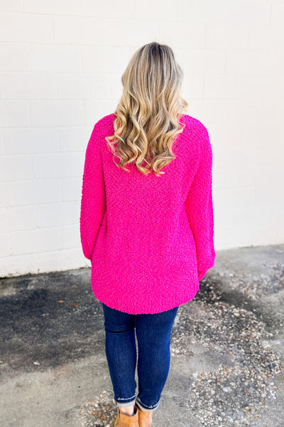 Gina Popcorn Cardigan, Hot Pink