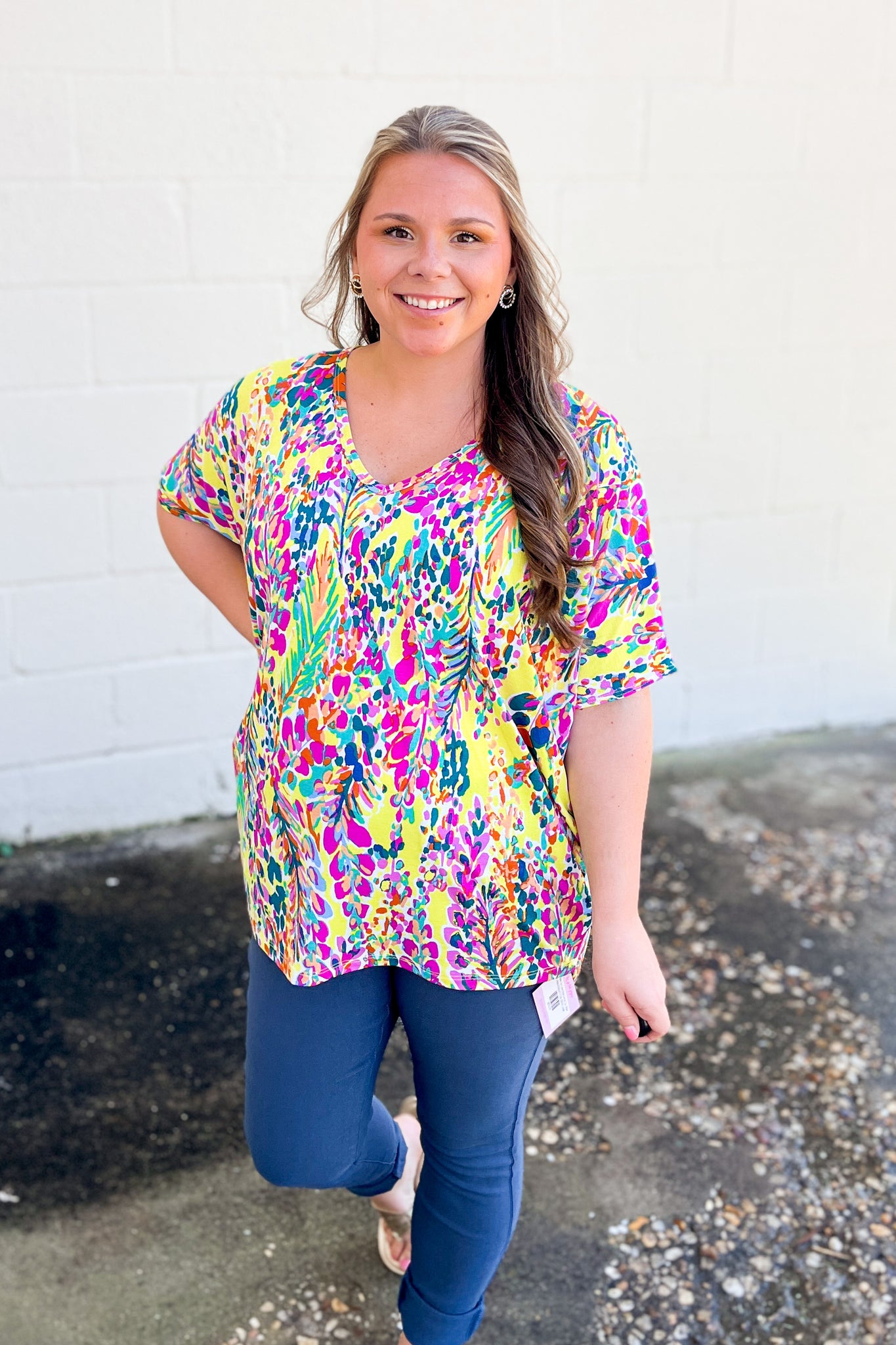 Go With The Times Floral Dolman Top, Yellow