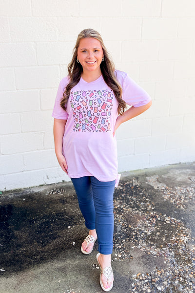 Leopard Peeps Graphic Tee, Lilac