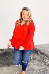 DEAL | As It Happens Peplum Top, Rust