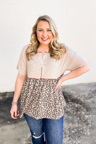 Just So You Know Leopard Babydoll Top