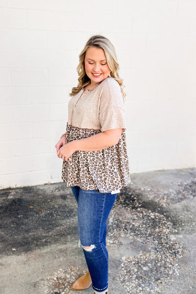 Just So You Know Leopard Babydoll Top