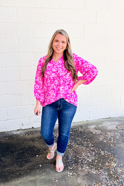 Completely Me Floral Top, Fuchsia