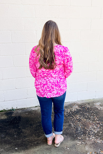Completely Me Floral Top, Fuchsia