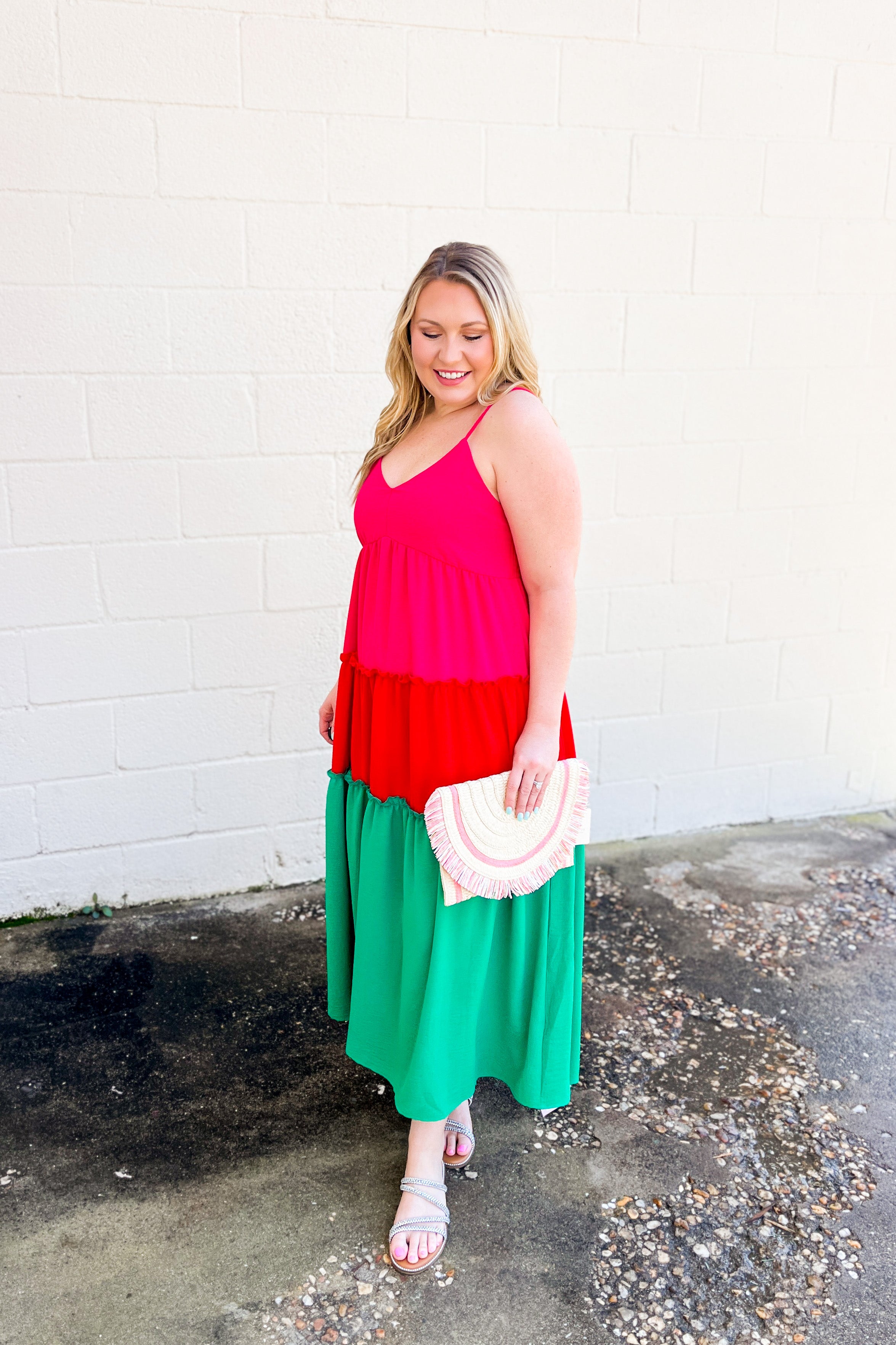 Take Me On A Vacay Color Block Midi Dress, Multi